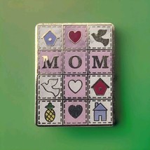 Mom Cross Squares Vintage Gold Tone Pin Christian Hearts Doves Birdhouse - $12.95