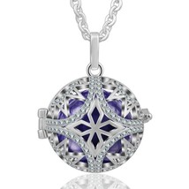 Women Necklace 18 mm Harmony Ball CZ Locket Cage Pendant With 18mm Mexican Bola  - £18.62 GBP