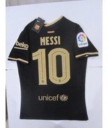 Lionel Messi Barcelona La Liga UCL Match Slim Black Away Soccer Jersey 2020-2021 - $135.00
