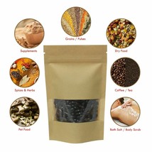 WINDOW KRAFT PAPER STAND UP POUCH ZIP LOCK HEAT SEAL BAGS DOY PACK 9X14c... - £9.71 GBP