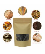 WINDOW KRAFT PAPER STAND UP POUCH ZIP LOCK HEAT SEAL BAGS DOY PACK 9X14c... - £9.77 GBP