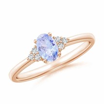 ANGARA Solitaire Oval Tanzanite and Diamond Promise Ring for Women in 14K Gold - £430.85 GBP