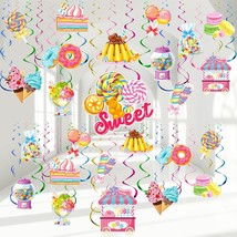 55 Pcs Candyland Party Decoration Candy Party Paper Swirls Colorful Lollipop Han - £15.65 GBP