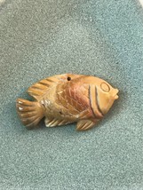 Nicely Carved Mustard &amp; Cream Stone Tropical Ocean Freshwater Fish Pendant or - £15.44 GBP