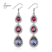 Natural Rainbow Fire Mysterious Topaz Earrings 925 Silver Jewelry Female Party G - £17.73 GBP