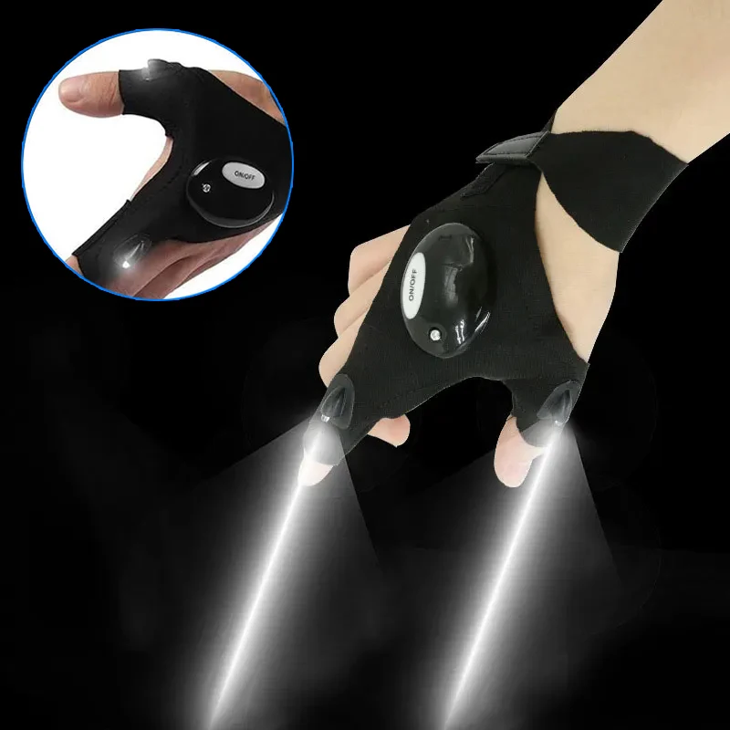 Night Light Waterproof Fishing Gloves with LED Flashlight Rescue Tools Outdoor - £9.73 GBP