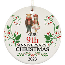 Bear Couple Our 9th Anniversary 2023 Ornament Gift 9 Years Christmas Together - £11.64 GBP