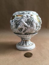 Lefton Vase Planter #780 Grecian Venetian White &amp; Black W/ Gold Accents 4&quot; - £13.43 GBP