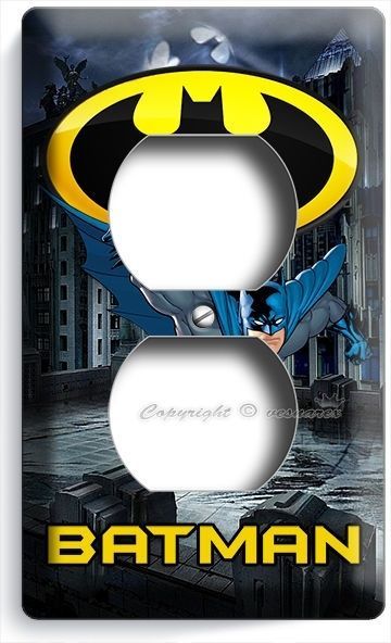 BATMAN FOREVER SUPERHERO DUPLEX OUTLET WALL PLATE COVER BOYS ROOM BEDROOM DECOR
