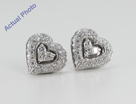 18k White Princess &amp; Round Diamond Heart Earrings (0.75 Ct H SI2 Clarity) - £1,211.23 GBP