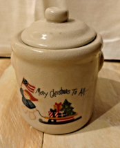 Vintage Christmas Snowman Holiday Votive Tea Candle Ceramic Heavy Crock - £14.29 GBP