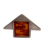 Sterling Silver Modernist Amber Pin - $99.99