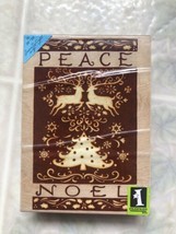 Inkadinkado Christmas Collage  Noel Peace reindeer Christmas Tree Stamp ... - £21.14 GBP