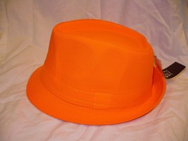 Nollia Unisex Trilby Neon Fedora Hat Bright Neon Solid Orange Light Weig... - £11.88 GBP