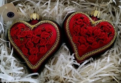 Dillard's Trimmings Vintage Set (2) Hearts Handcrafted Ornament Made in Germany Item image 2