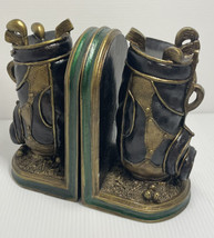 Lovely Resin and wood heavy Golf Bag bookends 6 pounds 6.5 In Tall - $21.04