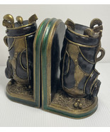 Lovely Resin and wood heavy Golf Bag bookends 6 pounds 6.5 In Tall - £15.93 GBP