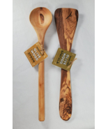 Trader Joe&#39;s Olive Wood Hand Crafted Spoon &amp; Spatula Set Utensil Holiday... - $23.05