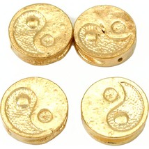 15 Grams Gold Plated Yin Yang Beads Beading Jewelry Making 16mm Approx 3 Pieces - £6.17 GBP