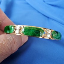 Earth mined Jade Diamond Antique Art Deco Bangle Bracelet 18k Gold Estate - $39,352.50