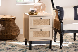 Jiro Light Brown and Black 2-Drawer End Table - $93.00