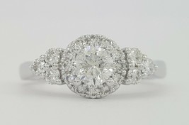 2.50Ct Round Cut White Diamond 925 Sterling Silver Designer Halo Engagement Ring - £84.79 GBP