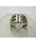 14k Yellow Gold Diamond Nugget Ring Men&#39;s Sz 10.5 Channel Set 7.7g Vinta... - $480.01 CAD