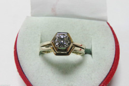 ARC 14kt Gold Diamond Engagement Ring Ladies Band Sz 5 Cosmic Halo Vintage - $299.99