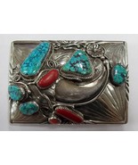 Native American Silver Navajo Buckle Turquoise Coral Bear Claw Faux Kays... - $299.99