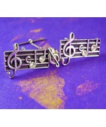Music Cufflinks Vintage Treble clef Staff musical notes with Rhinestones... - £99.68 GBP
