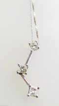 14kt White Gold Princess Diamond 3 Stone Pendant Necklace 20&quot; Box Chain .64 tcw - £219.82 GBP