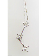 14kt White Gold Princess Diamond 3 Stone Pendant Necklace 20&quot; Box Chain ... - $5,235.86 MXN