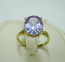 14K Yellow Gold 5.05 ct Amethyst Cathedral Ring Sz 8.25 Ladie&#39;s 4.6g Solitare - £159.83 GBP