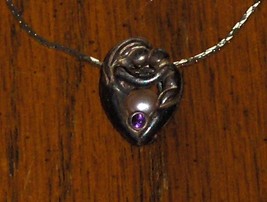 Mother &amp; Child Pearl Cage with Purple Stone and Peach Pearl - £19.95 GBP