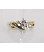 10k Yellow Gold 3 Diamond Ring Sz7 Ladie&#39;s Contempory Wave Ribbon 3.2g U... - £142.34 GBP