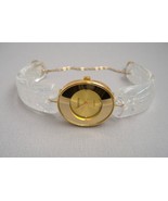 Gold Oval Face Watch Unique Handcrafted Crystal Dichroic Fused Glass Wri... - $275.00