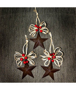 Country Star with Jute Christmas Ornament Set of 3 - £9.01 GBP