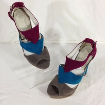 Shoes of Soul Women&#39;s Grey/Teal/Berry Fabric Stiletto Pumps/Shoes Size 7 - £9.95 GBP