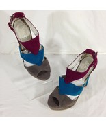 Shoes of Soul Women&#39;s Grey/Teal/Berry Fabric Stiletto Pumps/Shoes Size 7 - £10.03 GBP