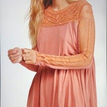 NWT Free People Women&#39;s Lace Long Sleeve Illusion Neckline Top Size Small - £15.87 GBP