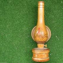 Rare Vintage Oil Kerosene Lamp Wooden Deco Figurine Pyrography Art Folk ... - $54.45