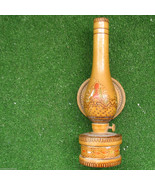 Rare Vintage Oil Kerosene Lamp Wooden Deco Figurine Pyrography Art Folk ... - £42.84 GBP