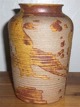 JIM WALLACE HANDMADE CERAMIC POTTERY VASE WITH  BLENDS OF BROWNS - $386.03
