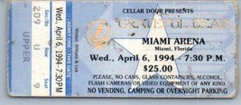 Vintage Grateful Dead Ticket Stub Avril 6 1994 Miami Floride - £35.32 GBP