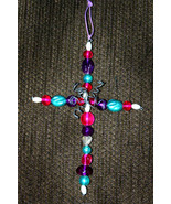 Beaded Cross Handmade Christmas Ornament - £3.91 GBP