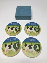 Vintage “Moooory Christmas” Cow Hand Painted Coasters 1988 KG RR70 - $21.78