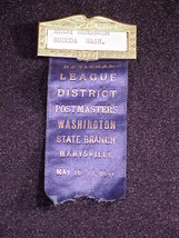 1941 National District Postmasters Washington Convention Pinback Ribbon ... - £9.40 GBP