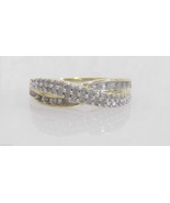 10k Yellow Gold 40 Diamond Wedding Band Crossed Weave Sz 7 Ring 2.7g LOVE - £119.74 GBP