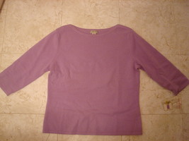 Medium Investments Fine Cashmere Sweater Lilac Boat Neckline NWT  3/4 sl... - $44.99