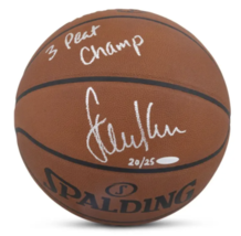 Steve Kerr Autographed Bulls &quot;3 Peat Champ&quot; Spalding Basketball UDA LE 25 - £645.87 GBP